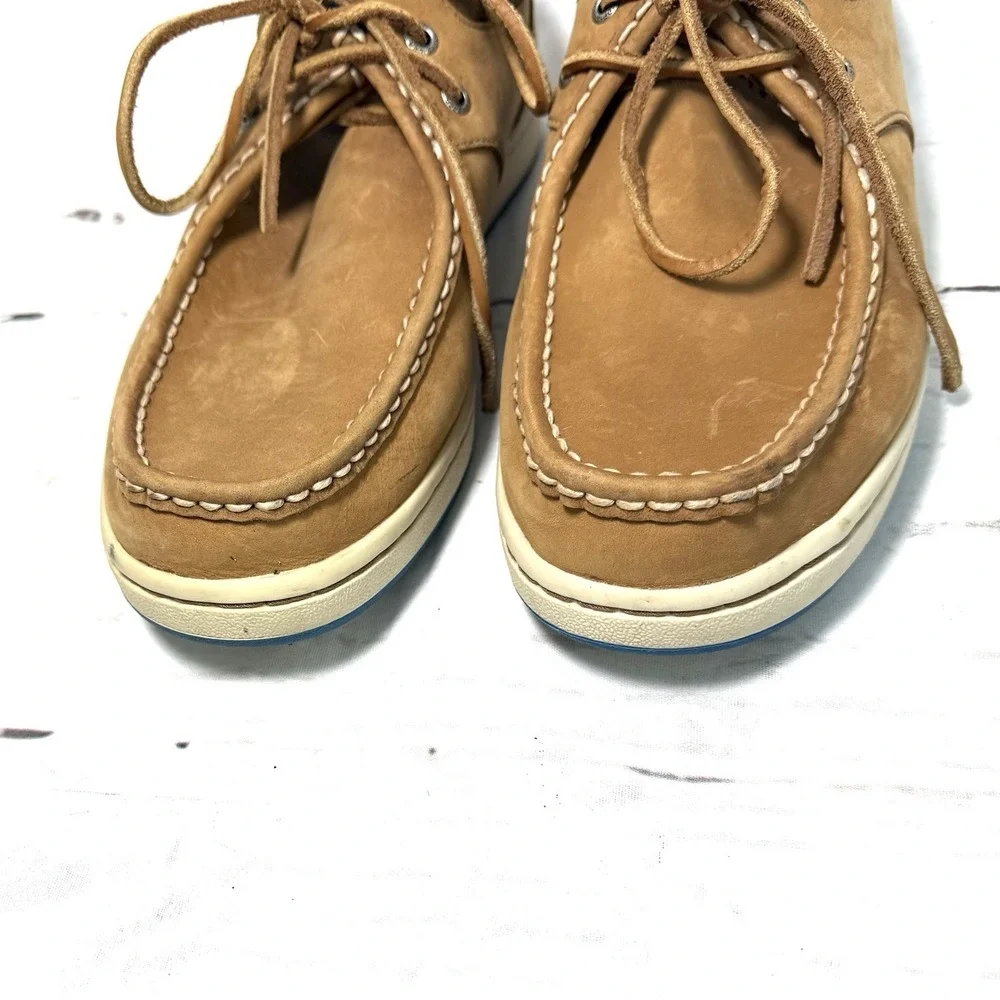 Sperry Gold Cup 2-Eye Boat Shoes Men's 10.5M Tan Nubuck Moc Toe Lace Up Casual